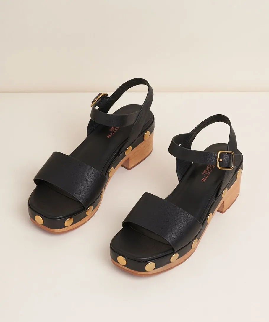 New Allie In Black Stud Women Clogs